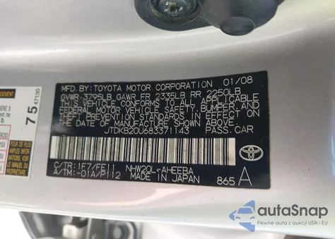 2008 Toyota Prius из США, поврежденный, VIN JTDKB20U683371143